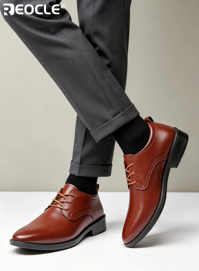 REOCLE Men's Business Shoes with Leather Design and Waterproof Feature Formal Dress Shoes with Lightweight Sole for Wedding Work Wear - Image 4