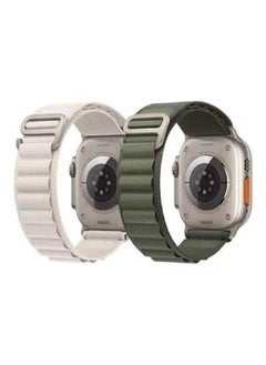 2Pack for Apple Watch Alpine Loop Band 49mm/45mm/44mm Nylon Woven Sport Strap Compatible with iWatch Series 8/Ultra/7/SE/6/5/4 White/Green