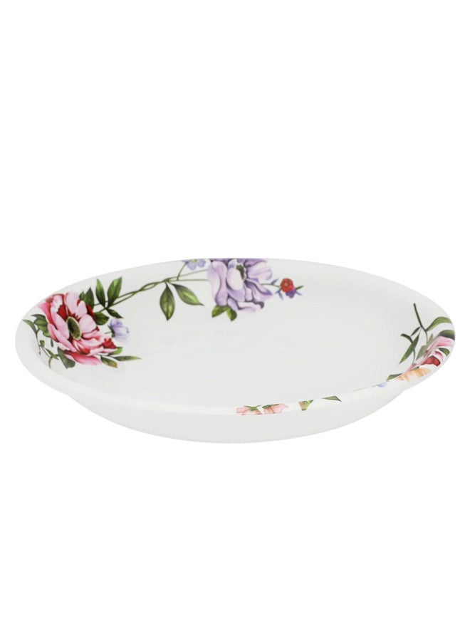 Abir 6-Piece Melamine Deep Round Serving Plate Set 36 CM / 14.17 INCH White/Floral - Image 2