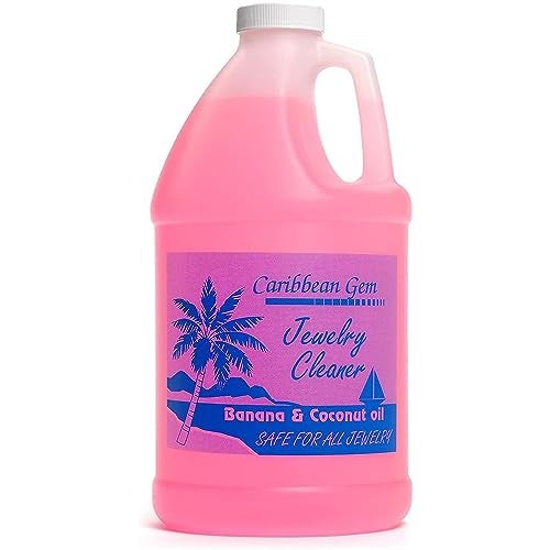 Caribbean Gem Banana & Coconut Oil Jewelry Cleaner (1/2 Gallon Refill) - Jewelry Cleaning Solution Gallon for All Gold, Silver, Diamonds, Rings, Gems & Precious Stones - Image 1