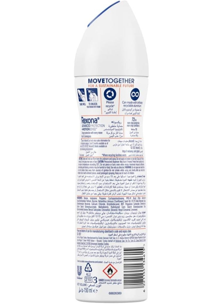 Rexona antiperspirant deodorant spray for Women, Advanced Protection 72H+ , Peach Spark & Lemongrass 150ML - Image 2