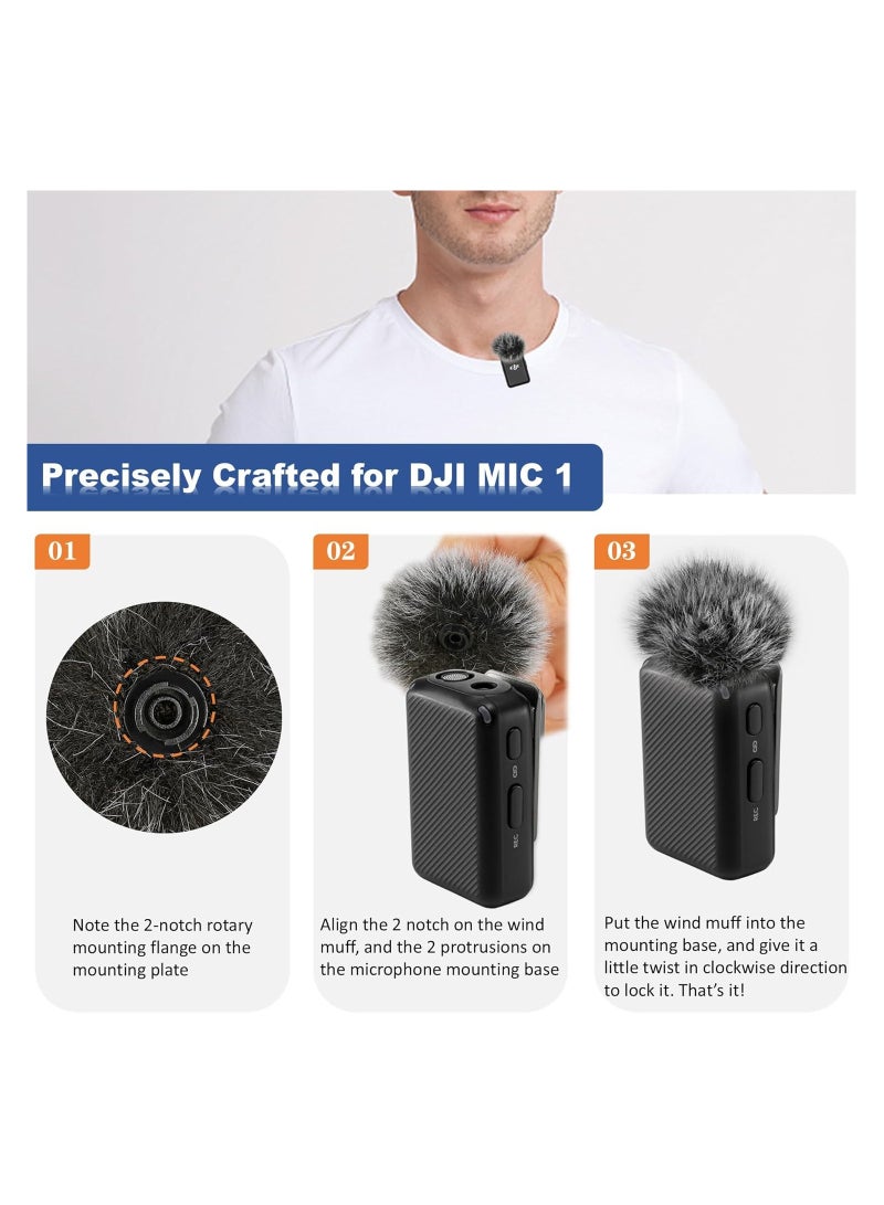 4 ميكروفونات لاسلكية ملتصقة بالصدارة من DJI MIC مع غطاء فروي للميكروفون لتخفيض الرياح والضوضاء المحيطة - Image 4