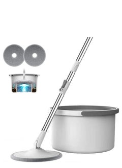 Rotary Squeeze Mop and Bucket Microfiber Mop Pads Hand Free Wringing Floor Clean Mop with 2 Pads