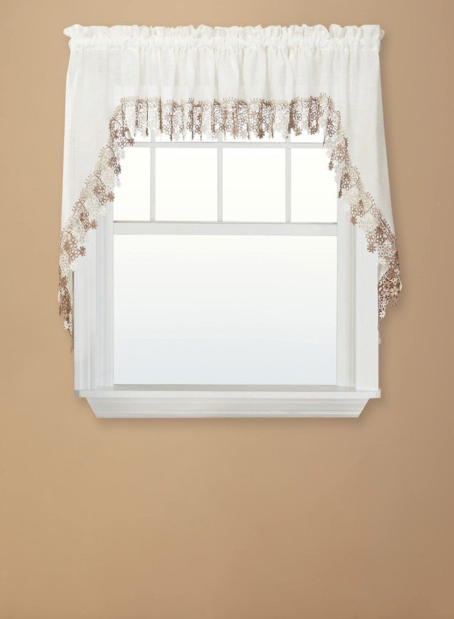 Collections Etc Renaissance Home Fashion Collections Etc Lillian Swag Pair with Macrame Band, 56" X 38", Ivory - Image 2