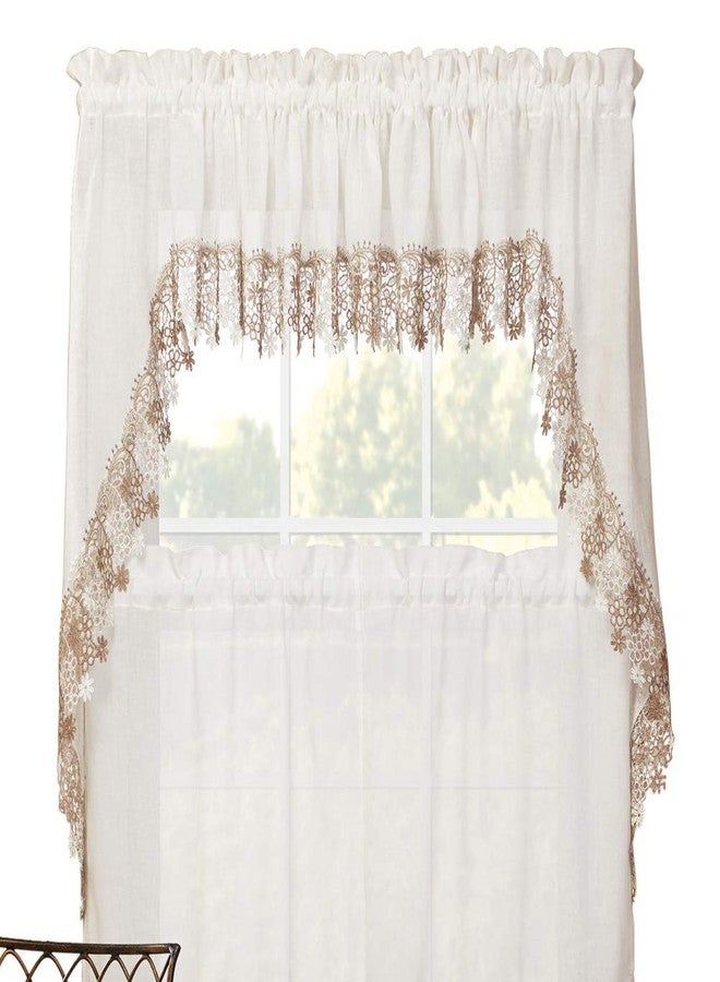 Collections Etc Renaissance Home Fashion Collections Etc Lillian Swag Pair with Macrame Band, 56" X 38", Ivory - Image 1