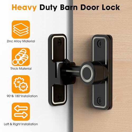 MeBantoo Sliding Barn Door Lock Hardware 90 Degree Locks for Barn Doors Flip Gate Latches for Garden Bathroom Outdoor Garage Window2 PackLuminous Black - Image 3