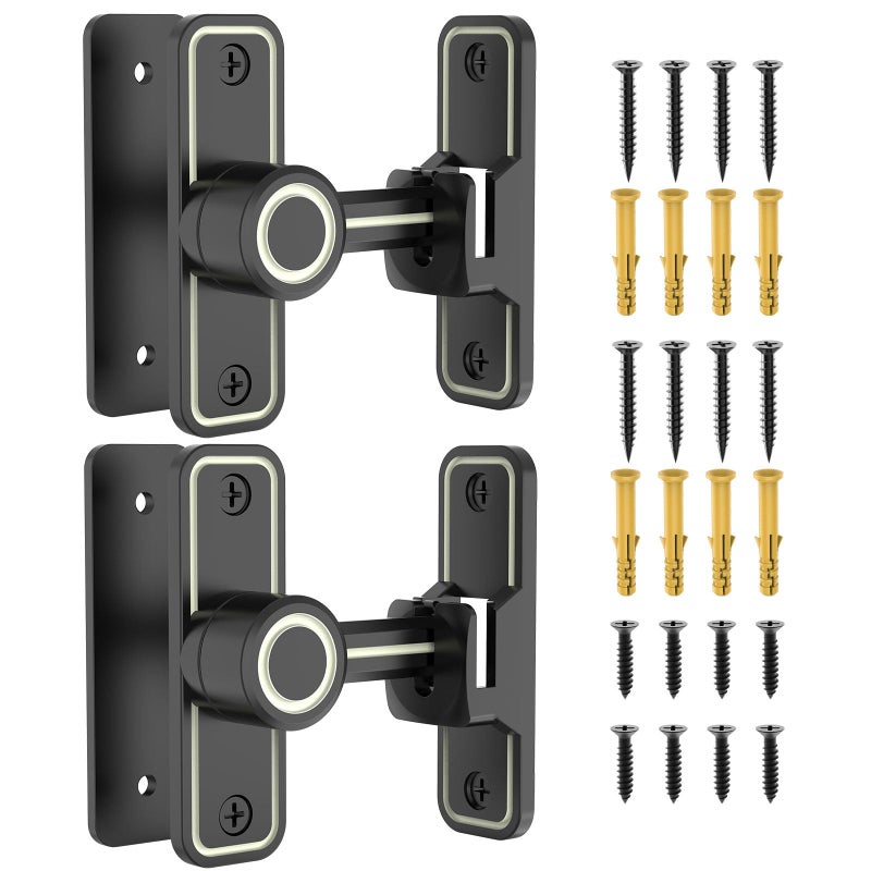 MeBantoo Sliding Barn Door Lock Hardware 90 Degree Locks for Barn Doors Flip Gate Latches for Garden Bathroom Outdoor Garage Window2 PackLuminous Black - Image 2