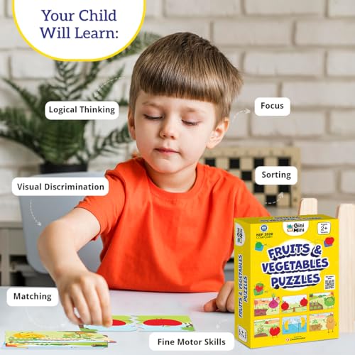 GiniMini Fruits & Vegetables Puzzle for Kids 2 3 4 5 Years | Educational 2 Piece Puzzle for Memory & Motor Skills | Return & Birthday Gifts for Boys & Girls - Image 4