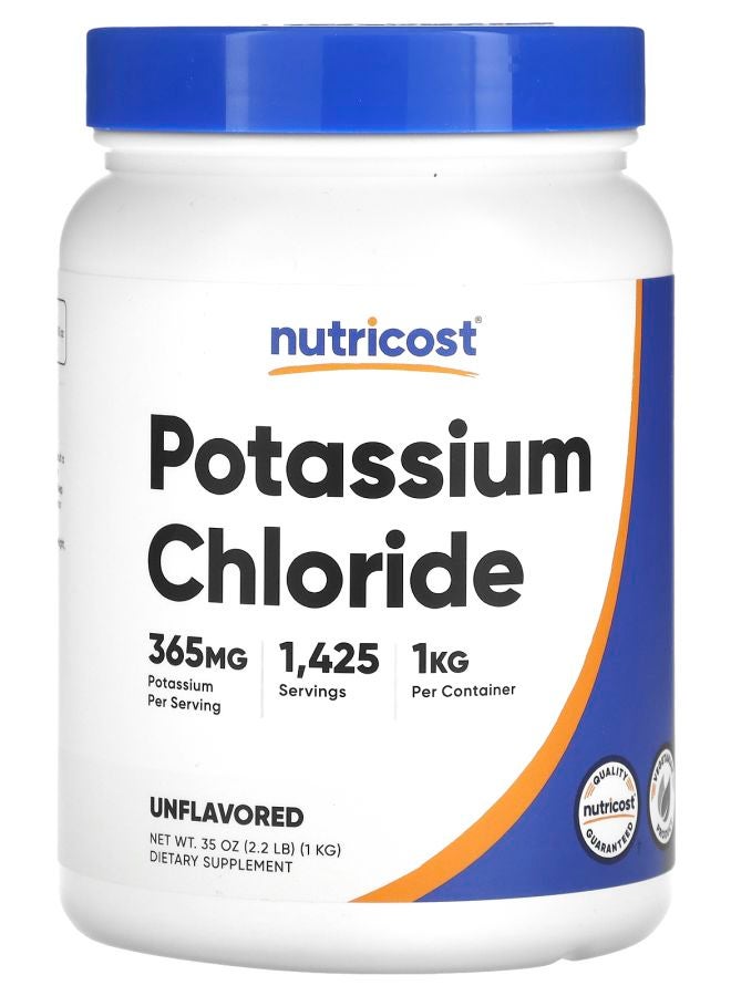 Nutricost Potassium Chloride Unflavored 365 mg 2.2 lbs (1 kg)
