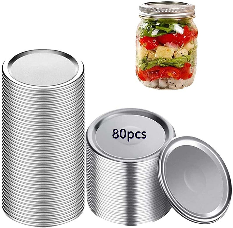 80-Count Regular Mouth Canning Lids - Split-Type Metal Mason Jar Lids for Canning - Food Grade Material 100% Fit & Airtight for Regular Mouth Jars Canning Flats for Ball - Image 3