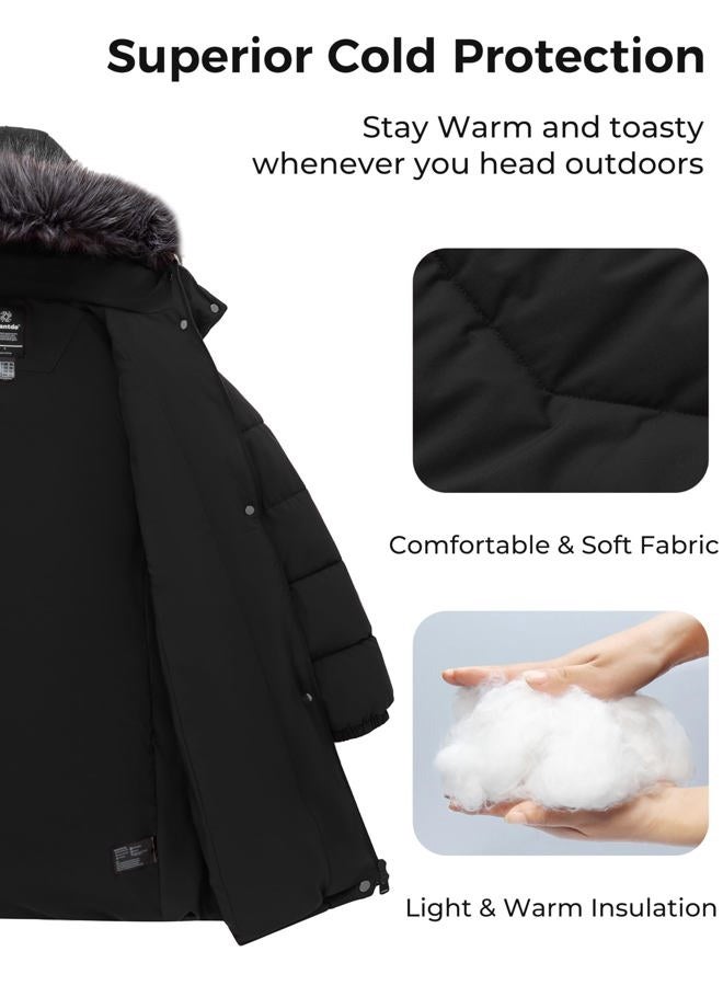 wantdo Women's Long Hooded Winter Coat Warm Quilted Puffer Jacket(Available in Plus Size), Black, XL - Image 4