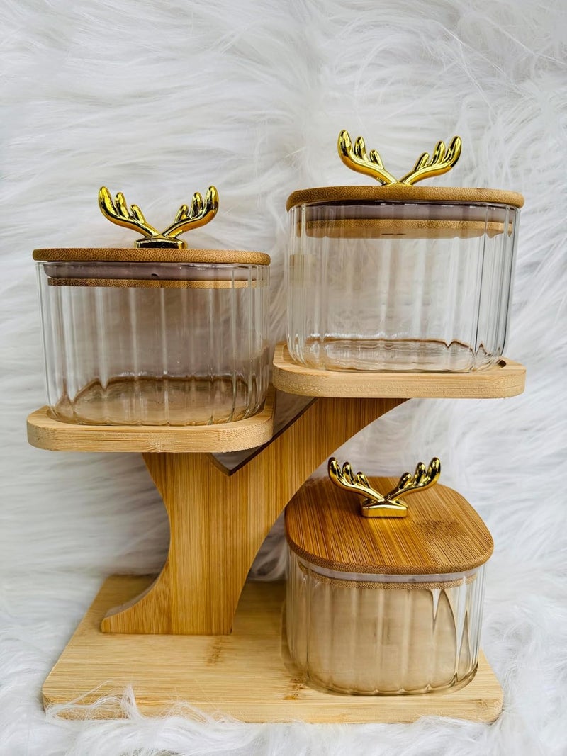 ConvertKitchen Royal Serveware Glass Bowl Set with Airtight Lid & Wooden Holder Stand Tray | Set of 3 Bowls | Snack Serving Bowls for Home, Kitchen, Dining Table(500 ML) - Image 3