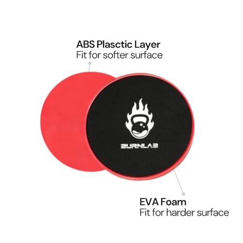 Burnlab Core Sliders (Set of 2) - Dual Sided, Smooth Gliding Discs - for Abs, Back, and Leg - Stregthen Abs & Improve Balance at Gym or Home - Ideal for Men and Women - Image 3