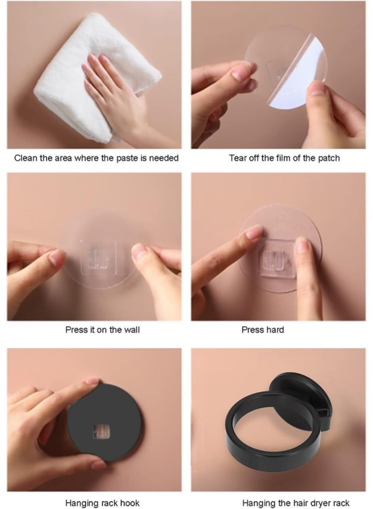 حامل مجفف الشعر اللاصق الذاتي مع حامل متوافق مع التثبيت على الحائط وتخزين المقبس - Image 4