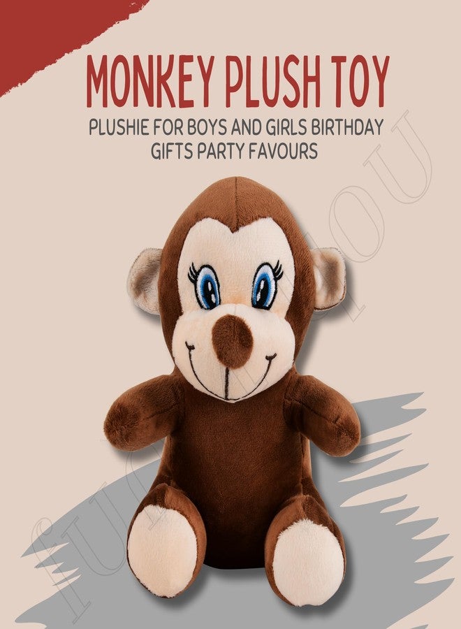 Fun4you Monkey Plush Toy - Soft Stuffed Animal for Kids, Cute Monkey Stuffed Toy, Soft Cuddly Gift for Baby Boys & Girls, Plush Toy for Playtime Fun (Brown, 25 cm) - Image 2