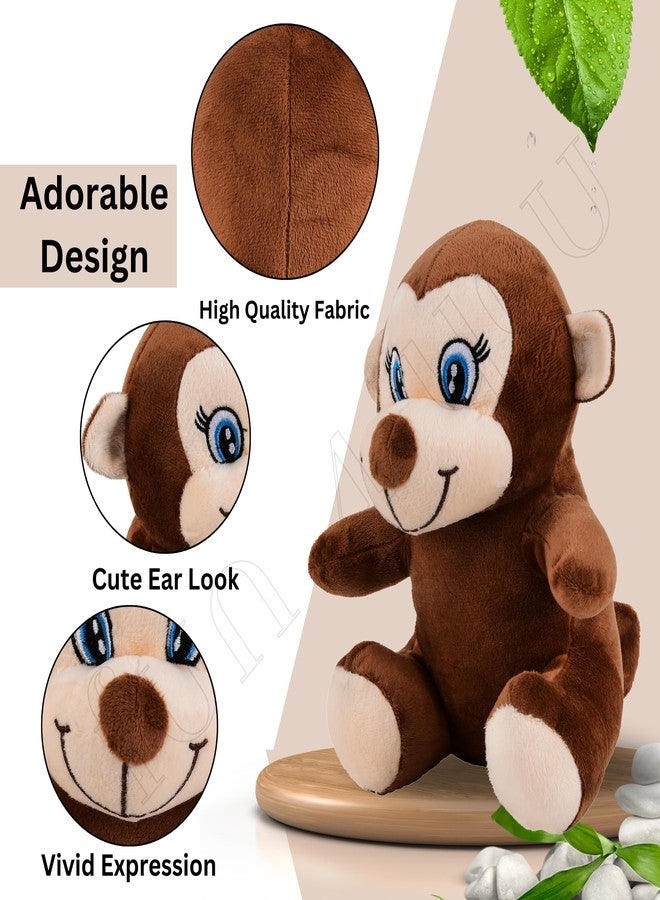 Fun4you Monkey Plush Toy - Soft Stuffed Animal for Kids, Cute Monkey Stuffed Toy, Soft Cuddly Gift for Baby Boys & Girls, Plush Toy for Playtime Fun (Brown, 25 cm) - Image 3
