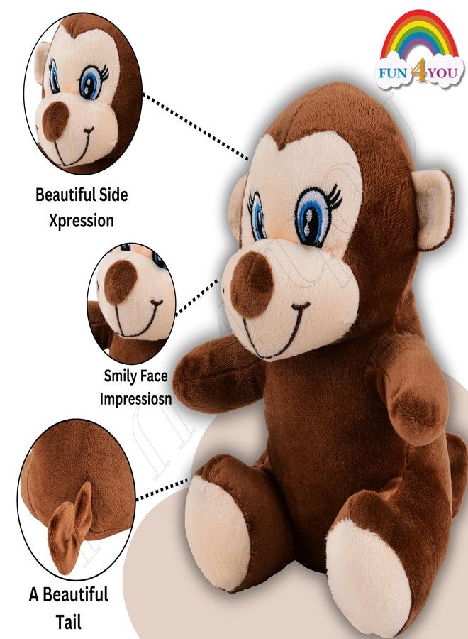 Fun4you Monkey Plush Toy - Soft Stuffed Animal for Kids, Cute Monkey Stuffed Toy, Soft Cuddly Gift for Baby Boys & Girls, Plush Toy for Playtime Fun (Brown, 25 cm) - Image 4