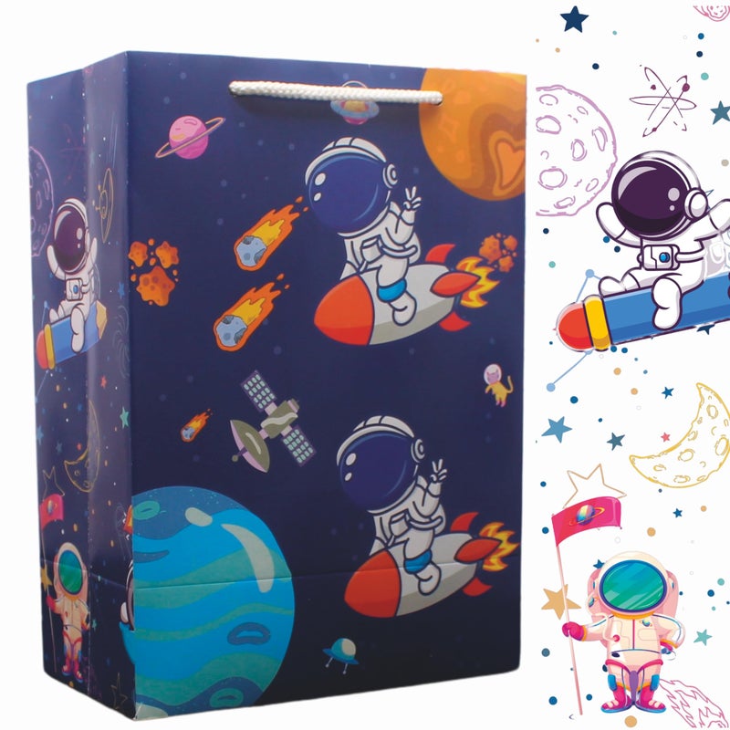 Arrow Paper Products Astronaut Design Gift Bags For Gifting|Weddings|Birthday|Holiday Presents (Pack Of 80),Multicolour - Image 2