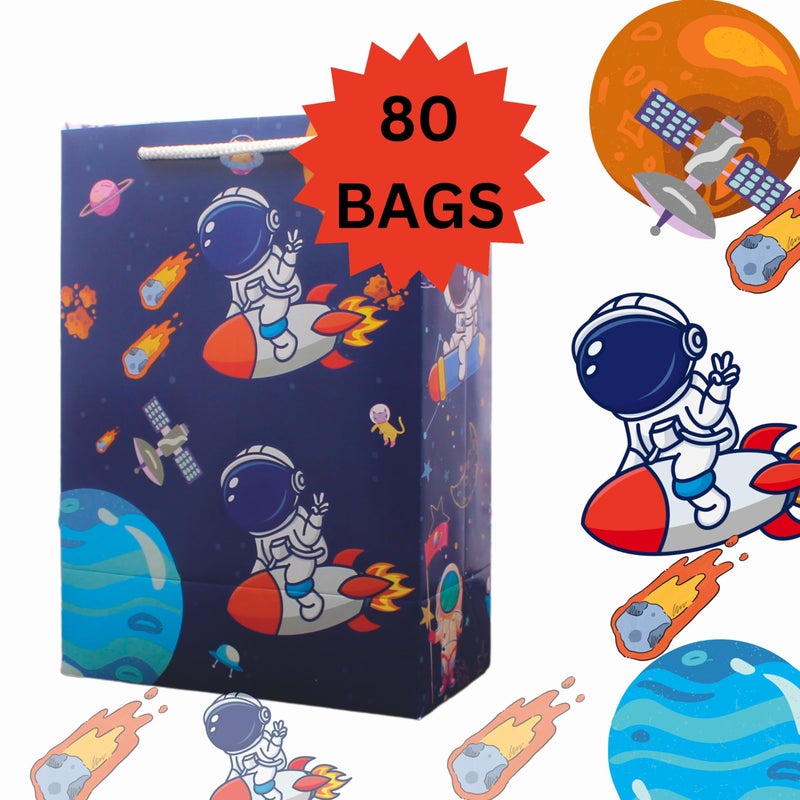 Arrow Paper Products Astronaut Design Gift Bags For Gifting|Weddings|Birthday|Holiday Presents (Pack Of 80),Multicolour - Image 3