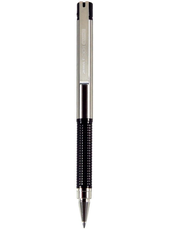Zebra Pen F-301 Compact Ballpoint Stainless Steel Fine Point 0.7mm Ballpoint 1-Pack – Easy-Glide Ink, Non-Slip Grip, Metal Clip, Refillable with F-Refill, Professional Design (27114) - Image 3