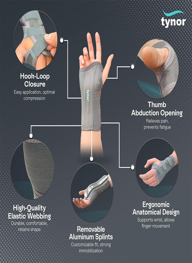 TYNOR Elastic Wrist Splint, Grey, Right, Small, 1 Unit - Image 3
