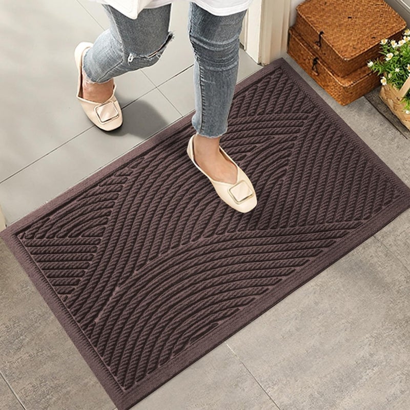 HIYARD Sturdy Front Door Mat, Absorbent Muddy Dirt Resist Welcome Door Mats Outdoor Indoor, Stain and Fade Resistant, Non-Slip Backing Entry Mat Low Profile Doormat for Entryway, 36Ã—24, Coffee - Image 1