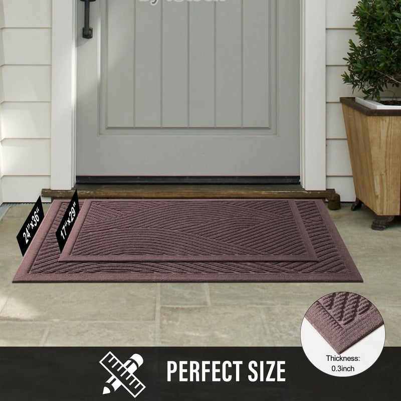 HIYARD Sturdy Front Door Mat, Absorbent Muddy Dirt Resist Welcome Door Mats Outdoor Indoor, Stain and Fade Resistant, Non-Slip Backing Entry Mat Low Profile Doormat for Entryway, 36Ã—24, Coffee - Image 5