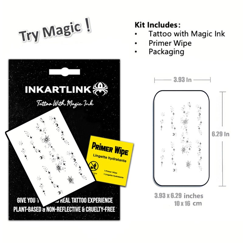 Inkartlink Temporary Tattoos  Semi Permanent Tattoos  Small-Size Tattoos For Women  Waterproof And Anti-Reflective  Unique Design (Stars And Moon Shining) - Image 2