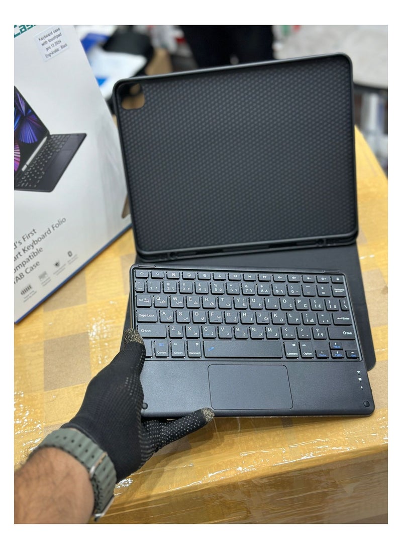 protected Keyboard case With Touchpad for ipad 10.5 Eng+Arb Color Black - Image 2