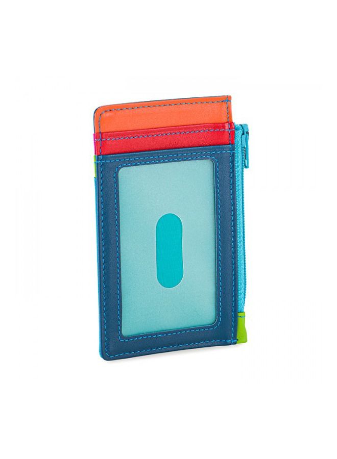 Mywalit Nappa Leather Credit Card Holder – Slim Wallet with 4 Card Slots, Transparent ID Window & External Zip Coin Pocket – Premium Colourful Leather Card Holder for Men & Women - Liguria - Image 2