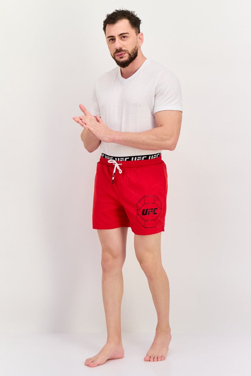 Ufc Men Brand Logo Board Shorts, Red - Image 2