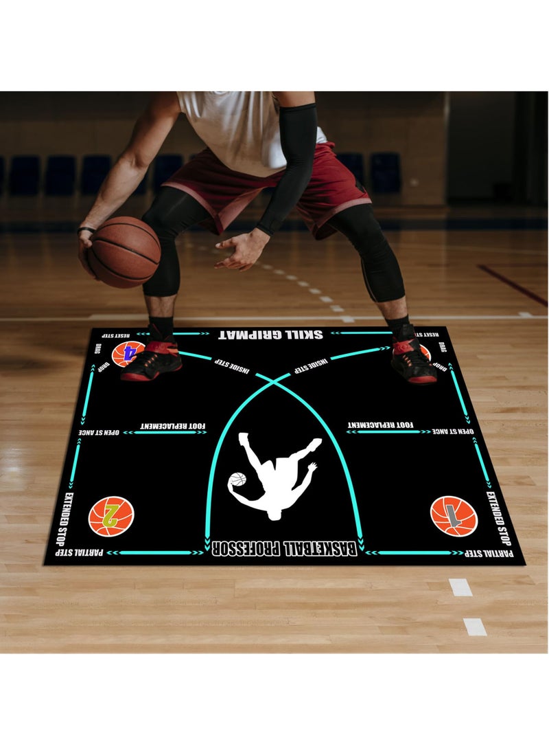 Excefore - Basketball Footwork Mat Portable Indoor silent asketball training equipmentm AntiSlip Agility Footstep Training Mat Agility Training Equipment for All Levels Improve Speed Strength Coordination - Image 1
