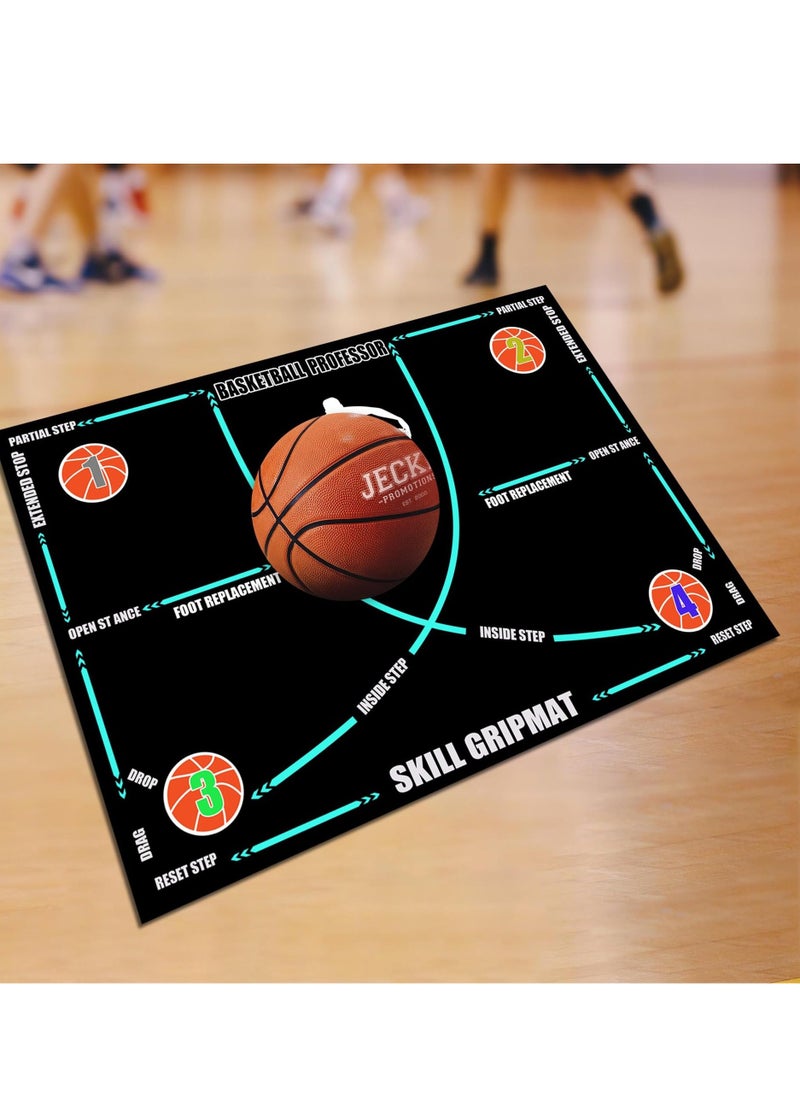 Excefore - Basketball Footwork Mat Portable Indoor silent asketball training equipmentm AntiSlip Agility Footstep Training Mat Agility Training Equipment for All Levels Improve Speed Strength Coordination - Image 1