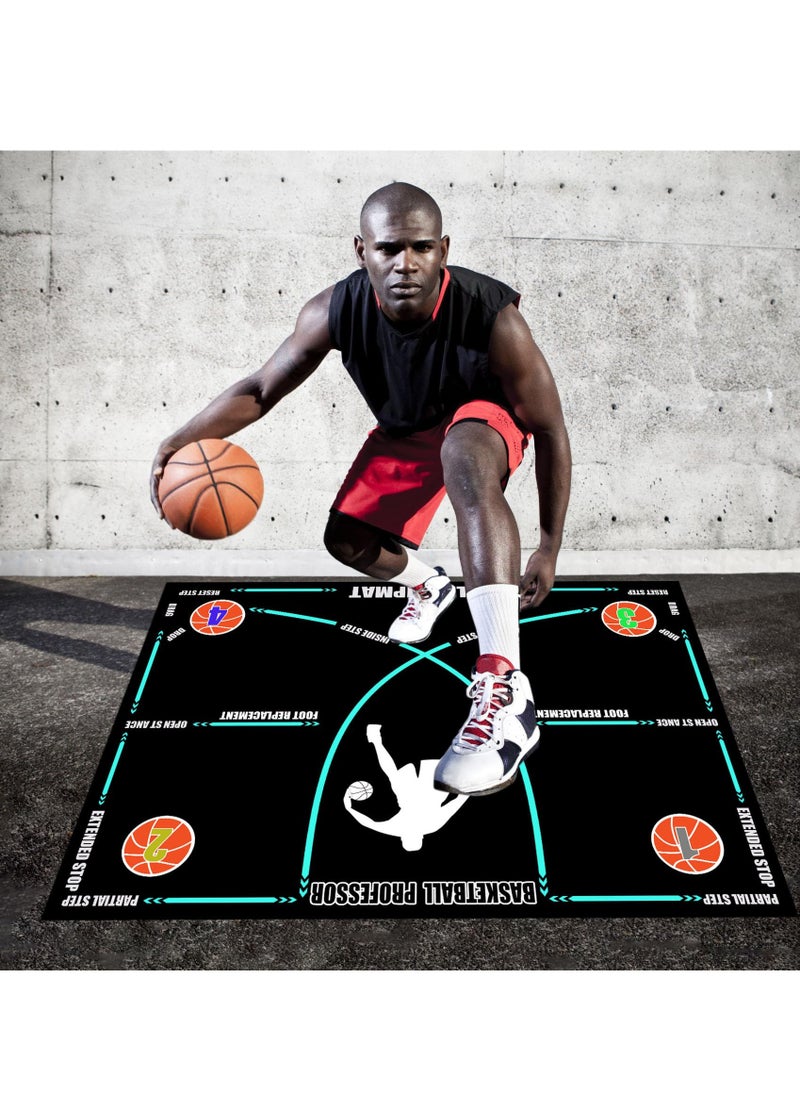 Excefore - Basketball Footwork Mat Portable Indoor silent asketball training equipmentm AntiSlip Agility Footstep Training Mat Agility Training Equipment for All Levels Improve Speed Strength Coordination - Image 1