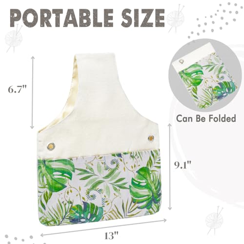 TOGETRUE Yarn Bag Knitting Crochet Tote Bag Lightweight Yarn Storage Bag Organizer Travel Knitting Wrist Bag Yarn Tote Bags for Crocheting Holding Yarn Knitting Needles Green Leaves - Image 3