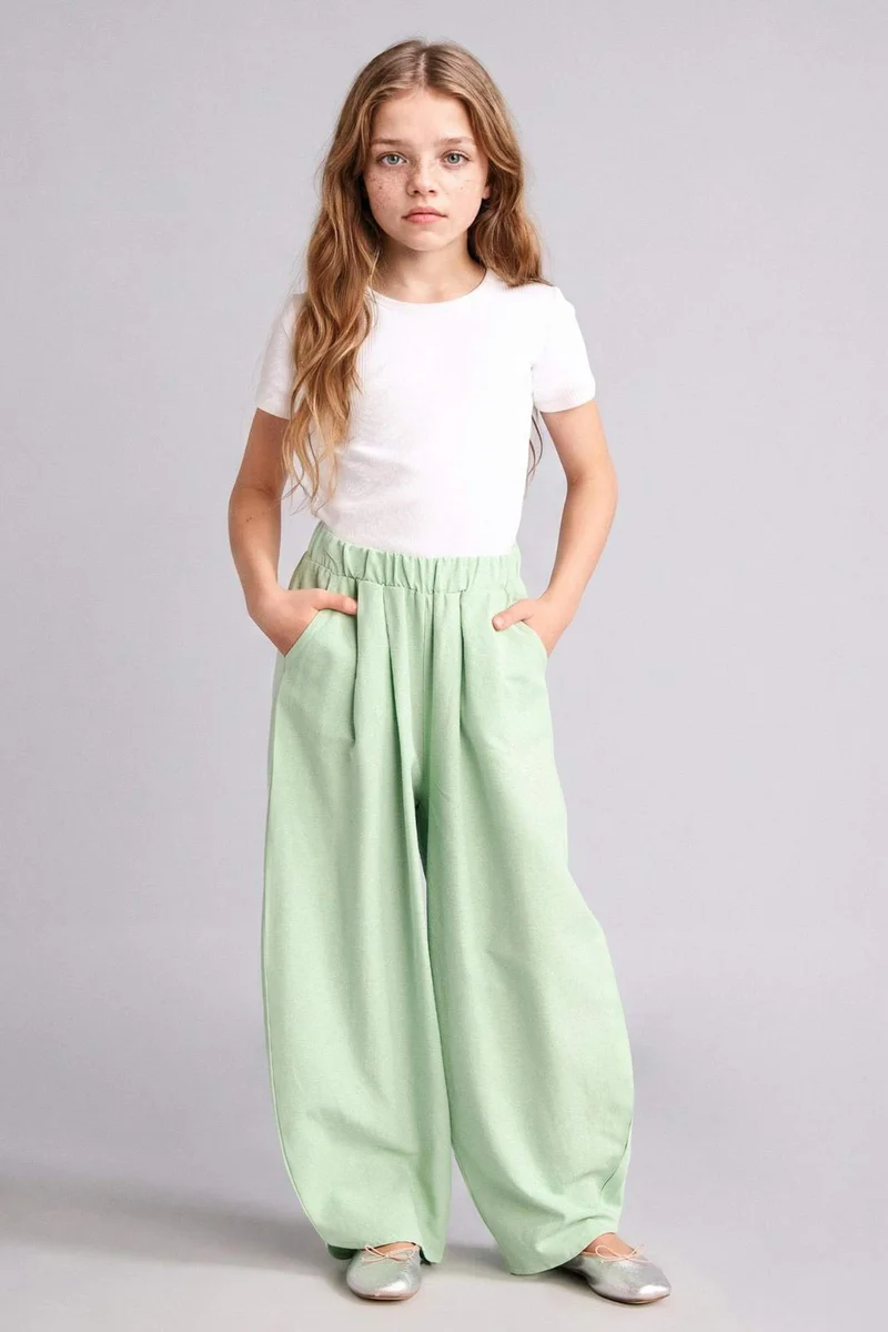 DeFacto Girl Balloon Fit Linen Blended Trousers