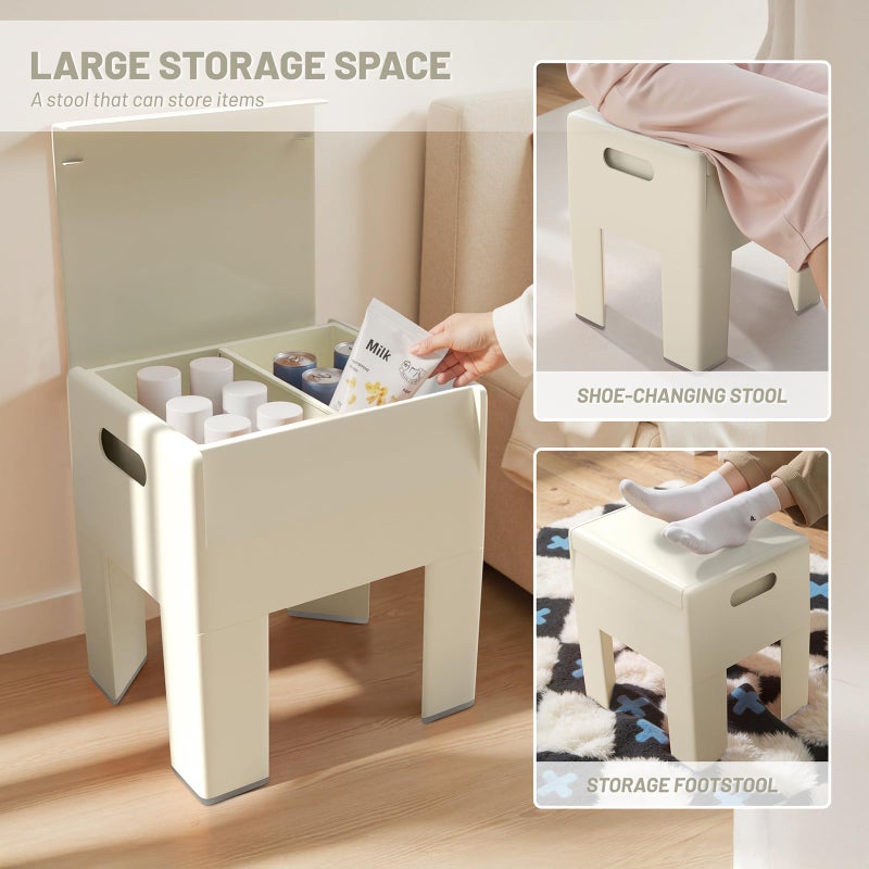 HOTEAGLE Modern Nightstand - Multifunctional Plastic Bedside Table with Storage Space, Side Table Easy Assembly for Bedroom, Dorm and Small Areas (14.2" D x 11.8" W x 15.78" H, Beige White) - Image 3
