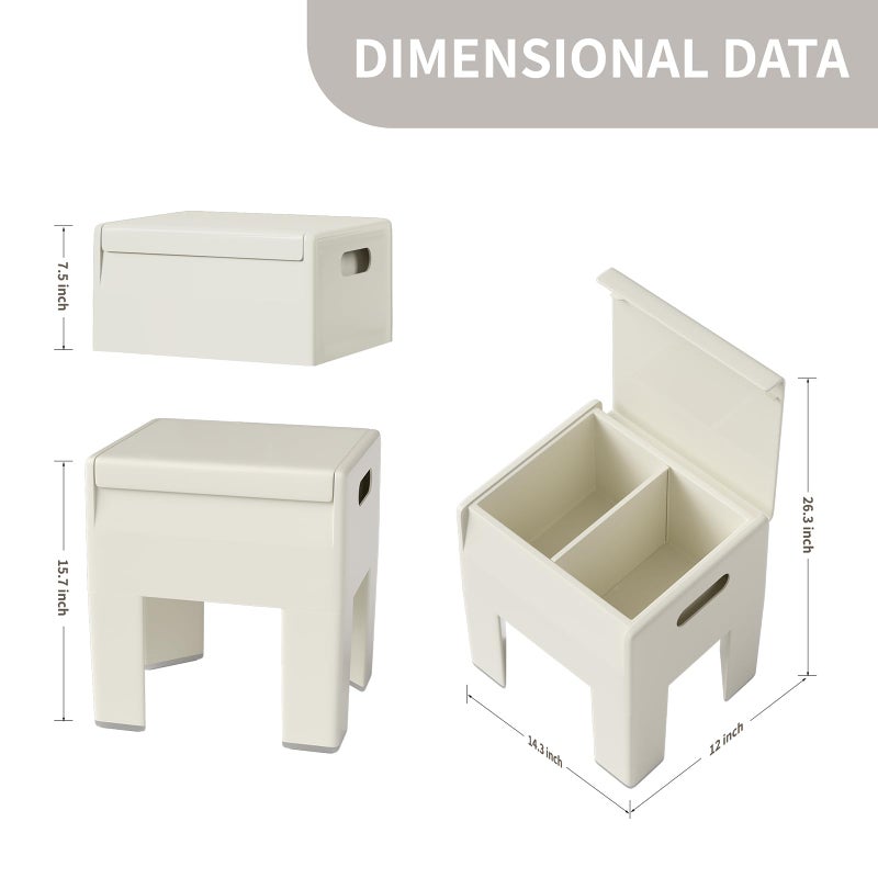HOTEAGLE Modern Nightstand - Multifunctional Plastic Bedside Table with Storage Space, Side Table Easy Assembly for Bedroom, Dorm and Small Areas (14.2" D x 11.8" W x 15.78" H, Beige White) - Image 5