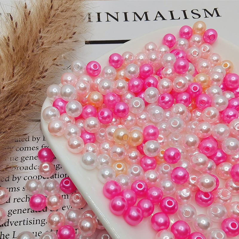 ABS Hole Mixed Color Faux Pearl Beads Handmade Beaded DIY Material Shoes Clothing Hats Bracelet Accessories Pink Department