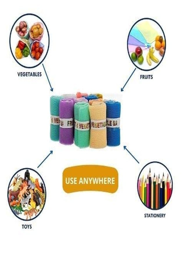 ORGANIZE مجموعة من 18 كيس شبكي قابل لإعادة الاستخدام للثلاجة/أكياس تخزين الخضراوات والفواكه/أكياس متعددة الأغراض بسحاب ومتعددة الألوان (عبوة من 18 كيسًا) - Image 4