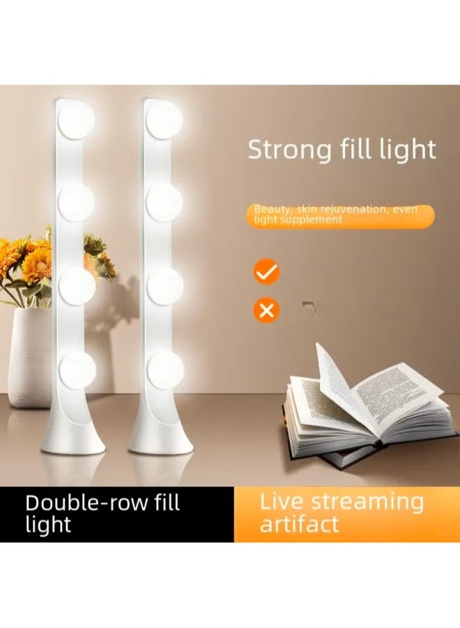 مصباح LED للزينة، 4 حبات مصباح ساطعة و3 درجات حرارة ألوان إضاءة موحدة مع USB A مصباح مكياج محمول لغرفة النوم والحمام وغرفة الملابس (أبيض) - Image 2