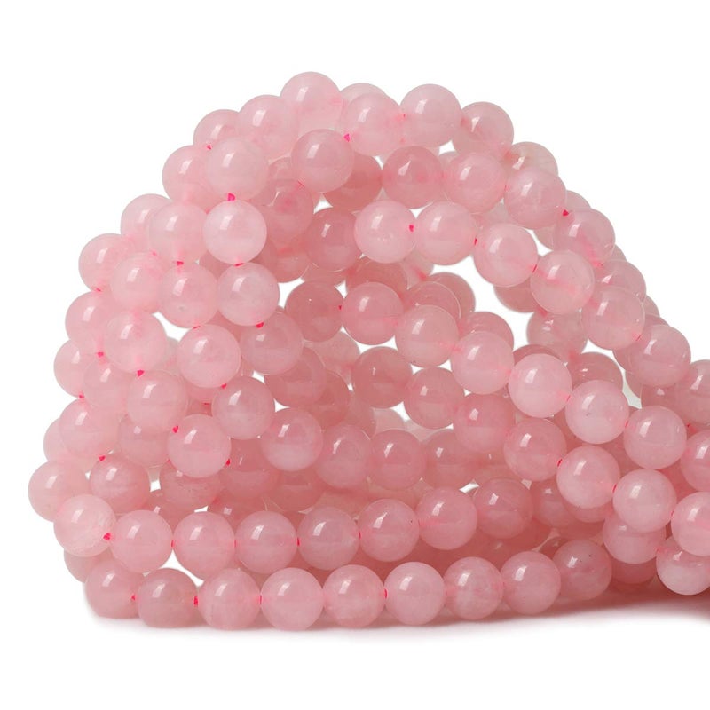 CHEAVIAN 45PCS 8mm Natural Rose Quartz Gemstone Round Loose Bead Pink Crystal for Jewelry Making 1 Strand 15