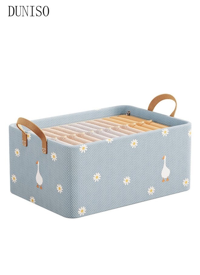 DUNISO - 6 Pieces Fabric Closet Storage Organizer Set Foldable Clothes Boxes Large Capacity Wardrobe Stackable Closet Drawer with Handle for Leggings Stockings Socks Underwear - Image 1