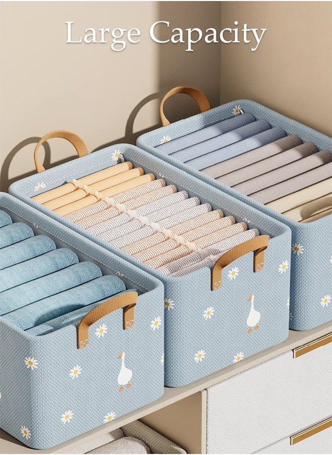 DUNISO - 6 Pieces Fabric Closet Storage Organizer Set Foldable Clothes Boxes Large Capacity Wardrobe Stackable Closet Drawer with Handle for Leggings Stockings Socks Underwear - Image 1