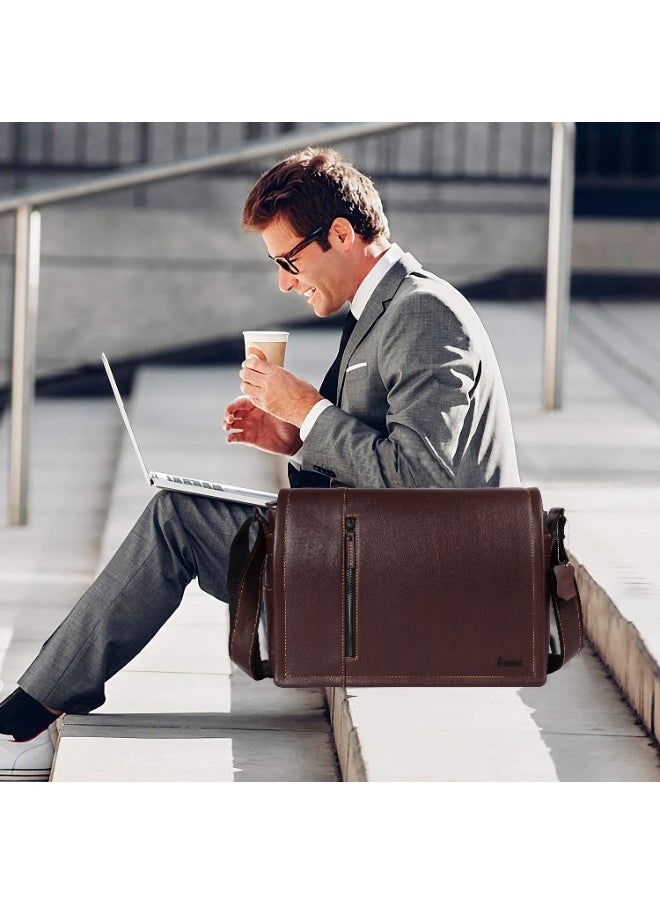 LAVERI LEATHER LAVERI Laptop Bag for Men - Leather Messenger Bag for Office - Fits up to 15 Inch Laptop - Shoulder Bag with Multiple Compartments - Executive Leather Bag for Work/Travel/Casual  - 2491  - Image 1