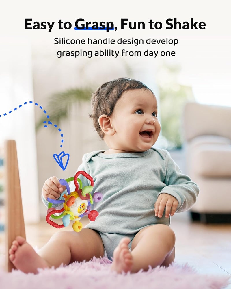 Infinno Baby Montessori Sensory Teething Toy - Safe, Multi-Functional BPA-Free Silicone Teether for Babies 0-12 Months - Teething Relief & Fun Play with Rattle - Perfect Baby Toys for Boys & Girls - Image 4