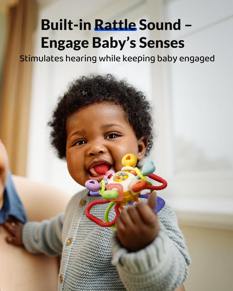 Infinno Baby Montessori Sensory Teething Toy - Safe, Multi-Functional BPA-Free Silicone Teether for Babies 0-12 Months - Teething Relief & Fun Play with Rattle - Perfect Baby Toys for Boys & Girls - Image 5