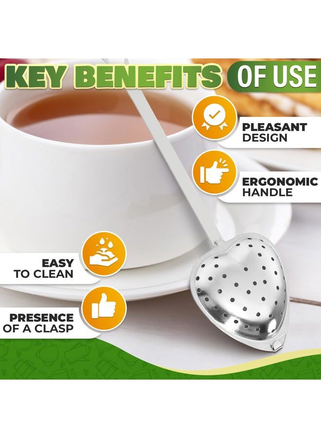 KETAR 10 Pcs Heart Tea Infuser for Loose Leaf Tea Steeper – Rust-Resistant Stainless Steel Strainers with Secure Clasp, Easy Brewing Design, Keeps Loose Leaves Contained | Suitable for Parties & Gifting - Image 4