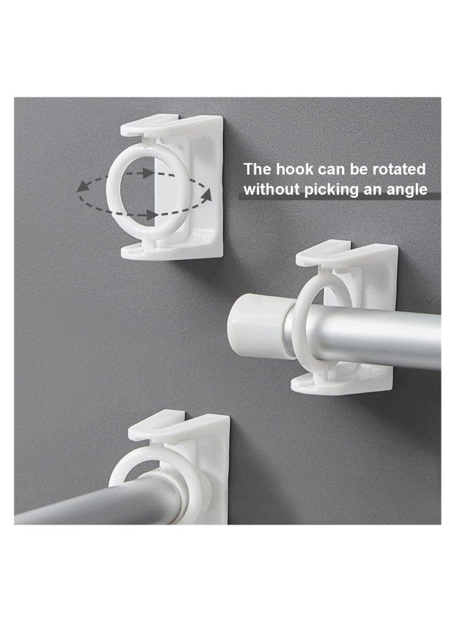 8 Pcs 360° Rotating Ring Curtain Rod Brackets No Drilling Self Adhesive Tension Rod Curtain Rod Holders Curtain Rod Hooks Hangers - Image 2
