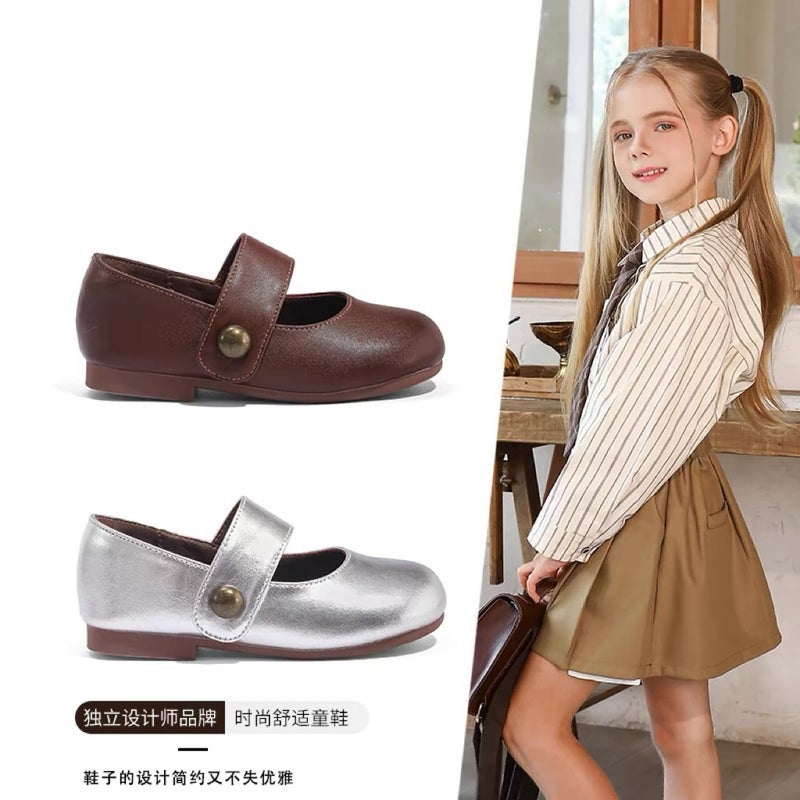 Canyze Girls Mary Jane Princess Shoes Spring Children'S Silver Small Leather Shoes All-Match Single-Layer Shoes - Image 2